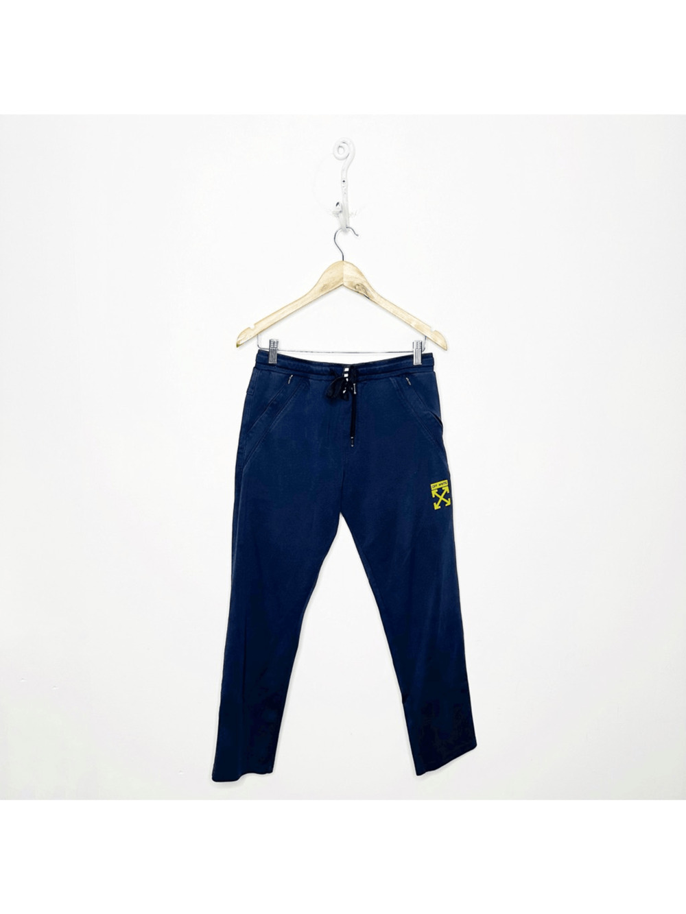 2013 Off-White Virgil Abloh logo jogger sweatpants navy blue Kids XL Womens S
